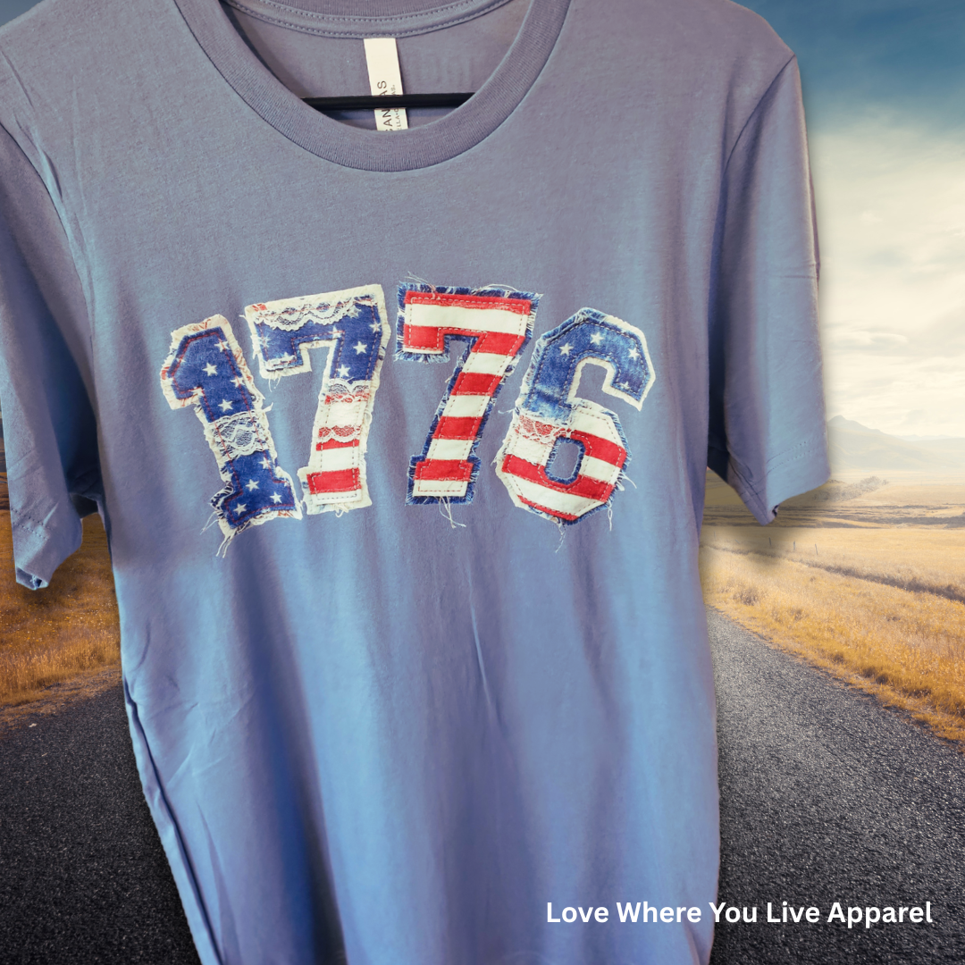 1776 Patches– Limited Edition Patriotic - Lavender Blue Tee