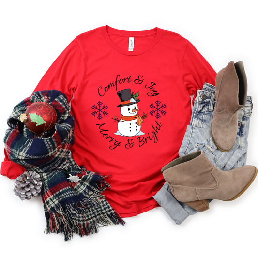 Comfort and Joy Merry and Bright - Red Tee
