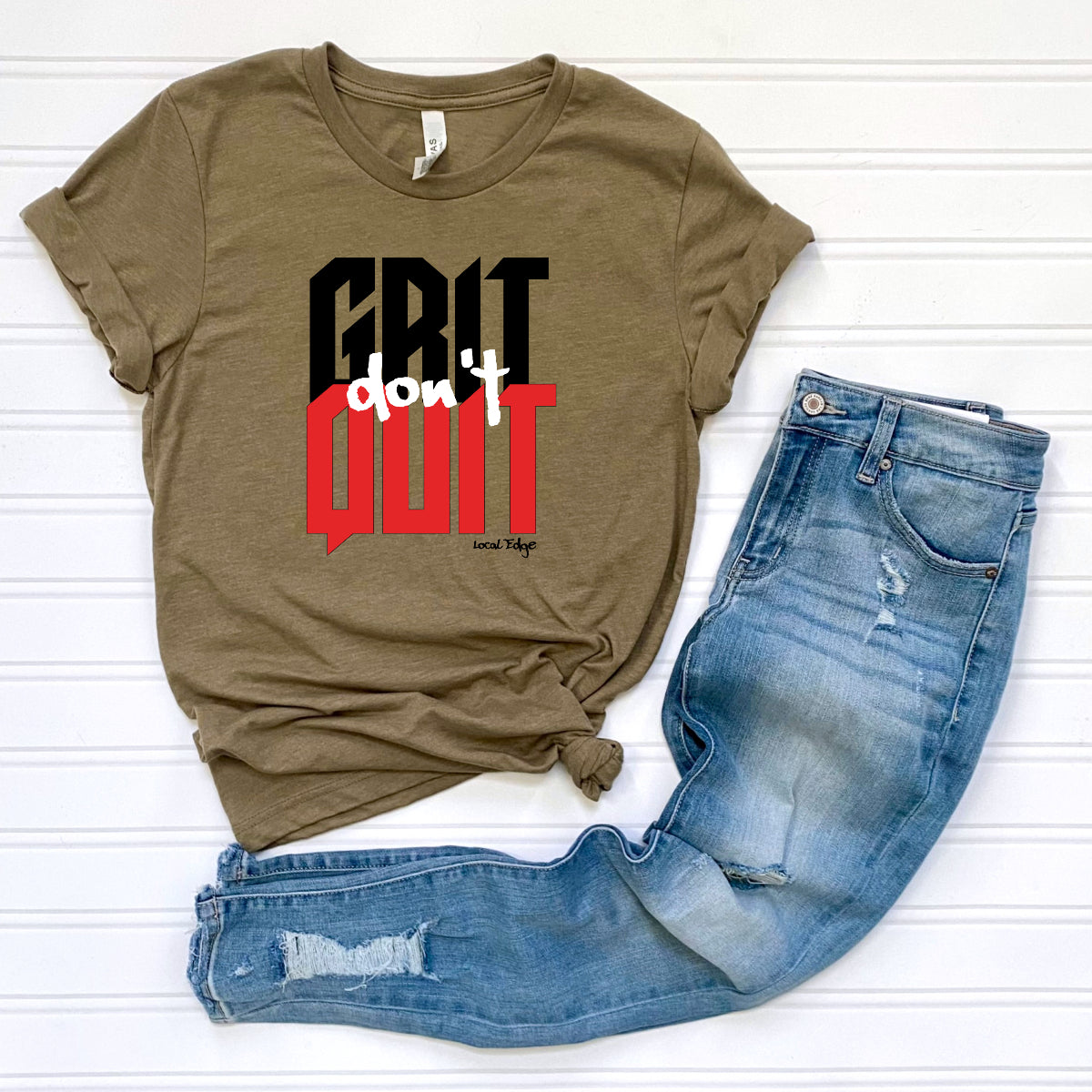 Grit Don't Quit - Heather Olive Tee