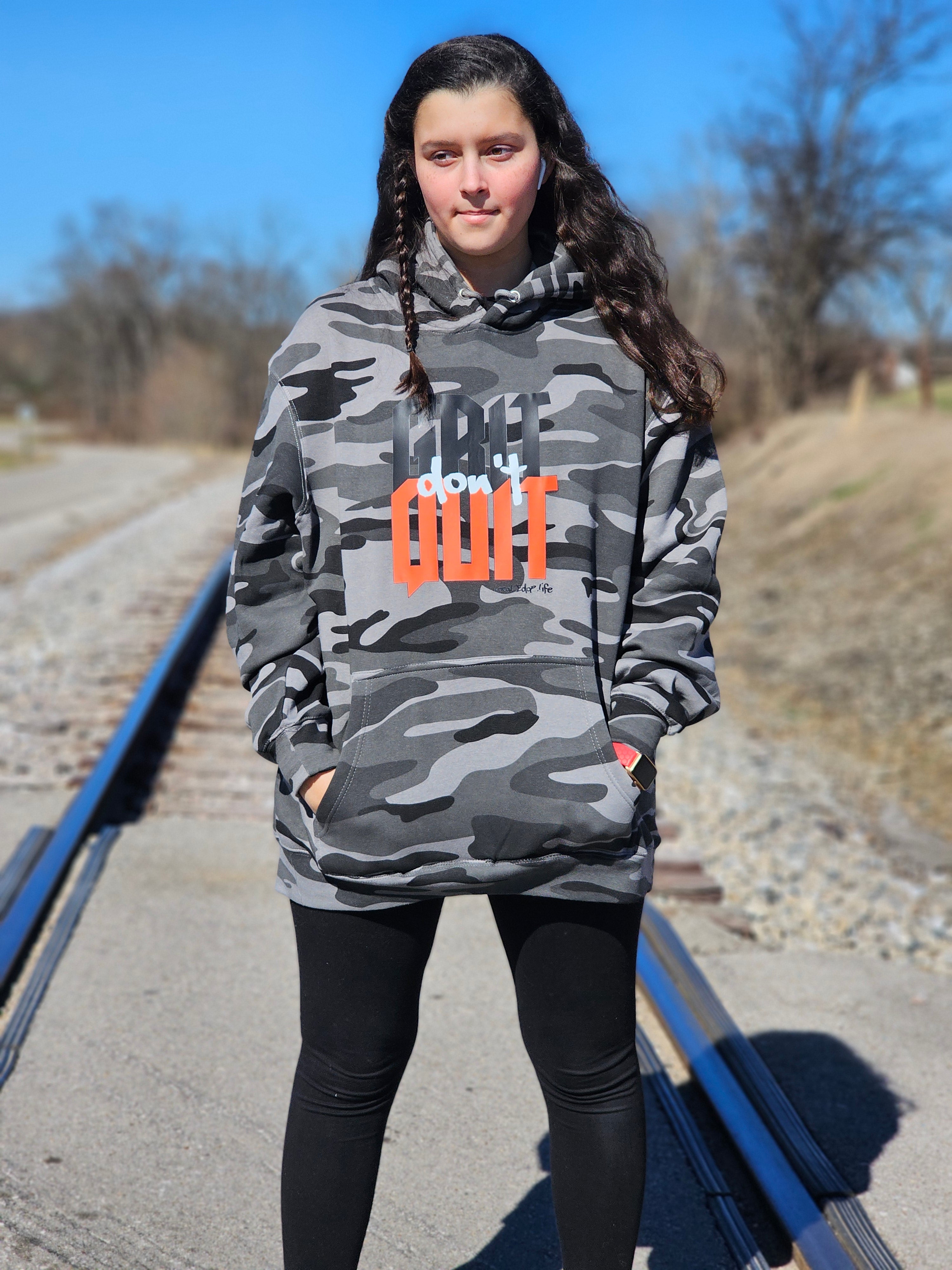 Grit Don't Quit - Premium Camo Hoodie