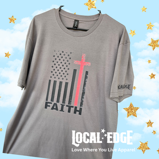 Faith Flag– Limited Edition Patriotic - Dark Gray Tee