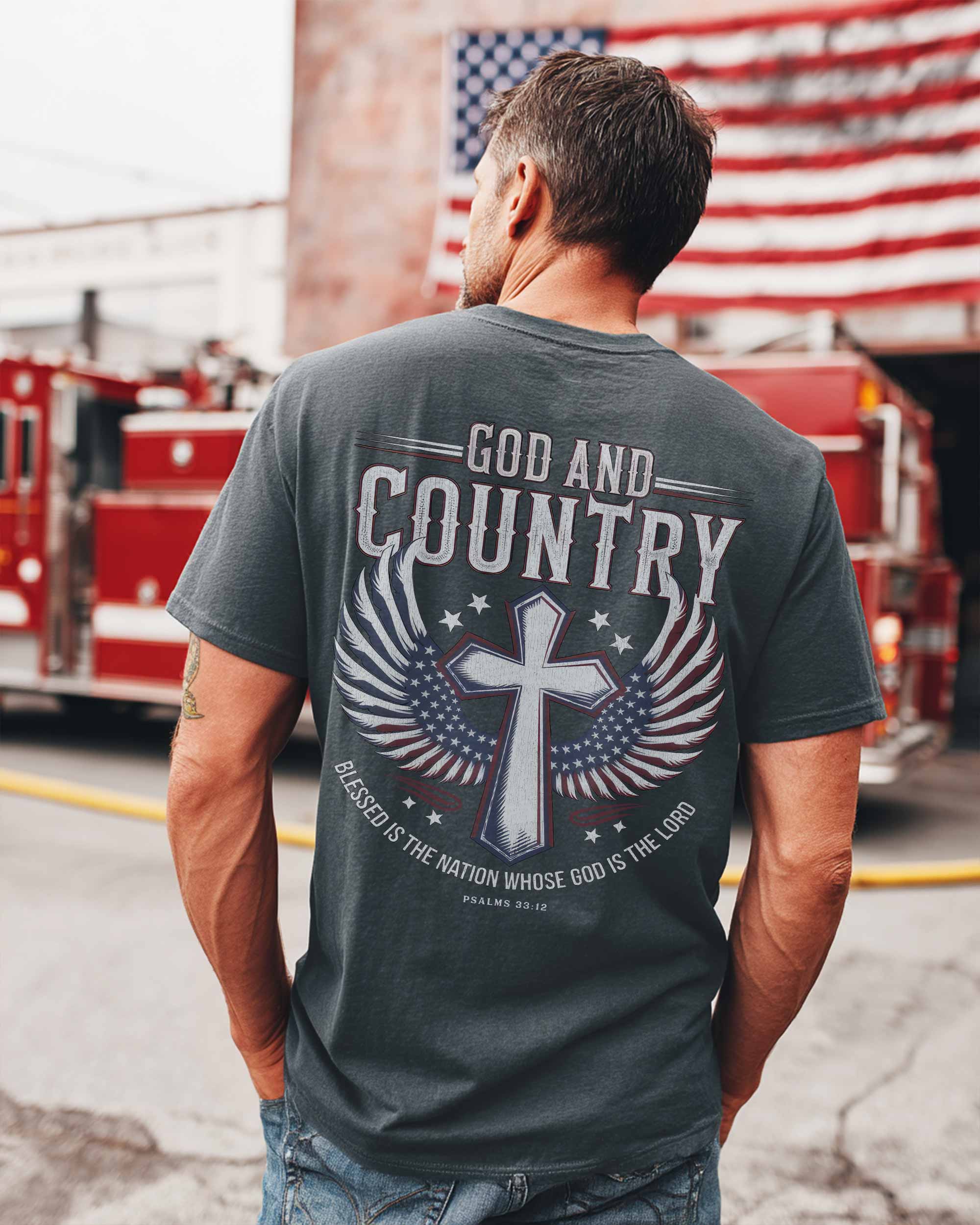 God and Country - Charcoal Tee