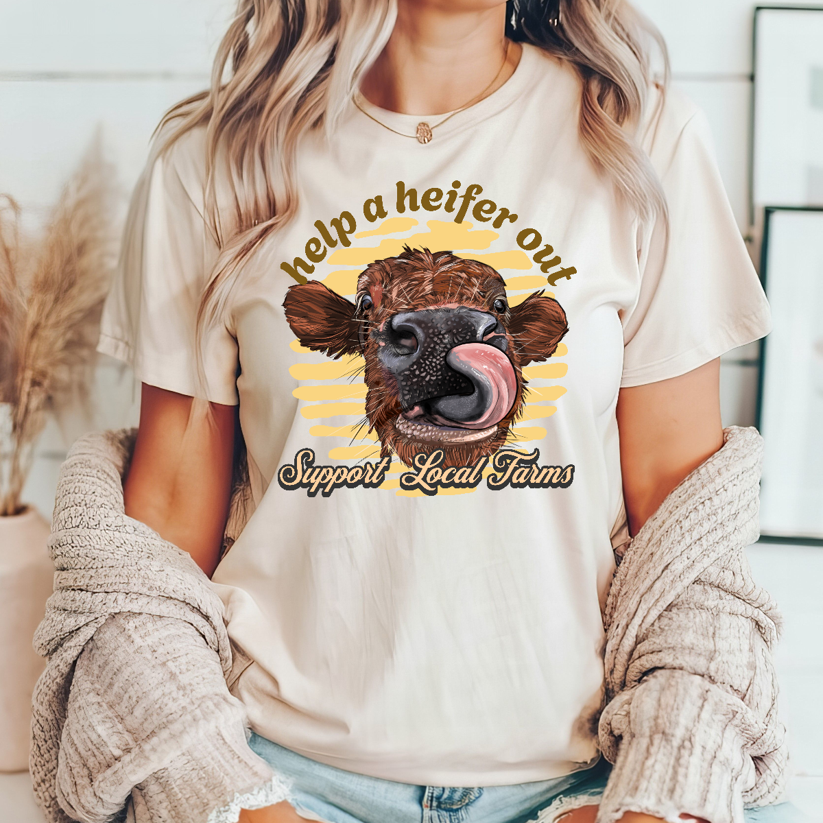 Help a Heifer Out - Natural Tee