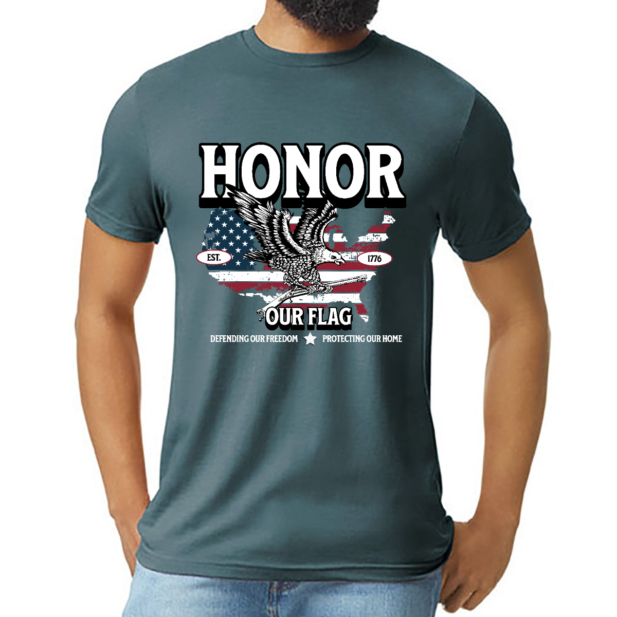Honor Our Flag - Steel Blue Tee