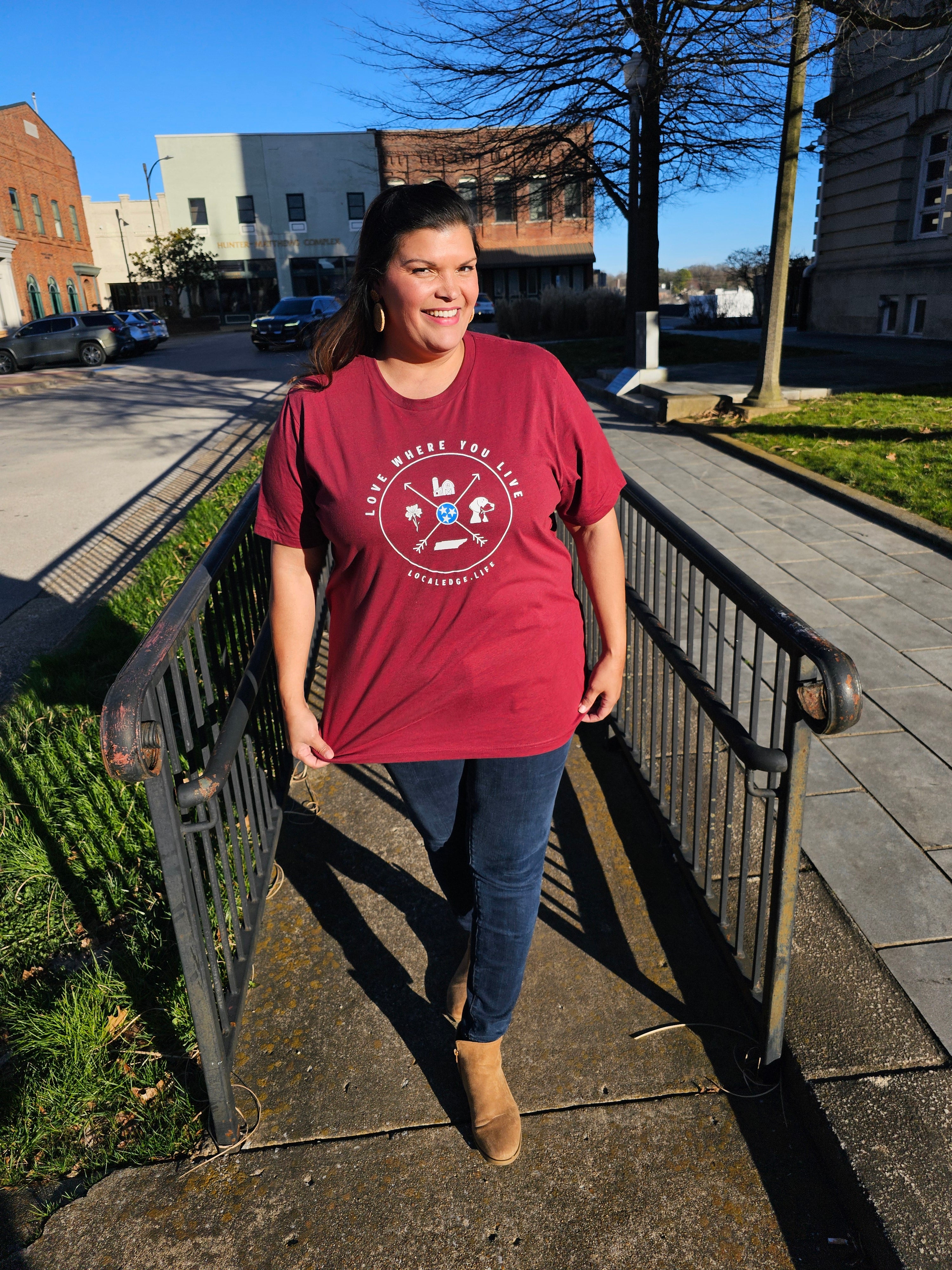 Love Where You Live -TN - Heather Cardinal Tee