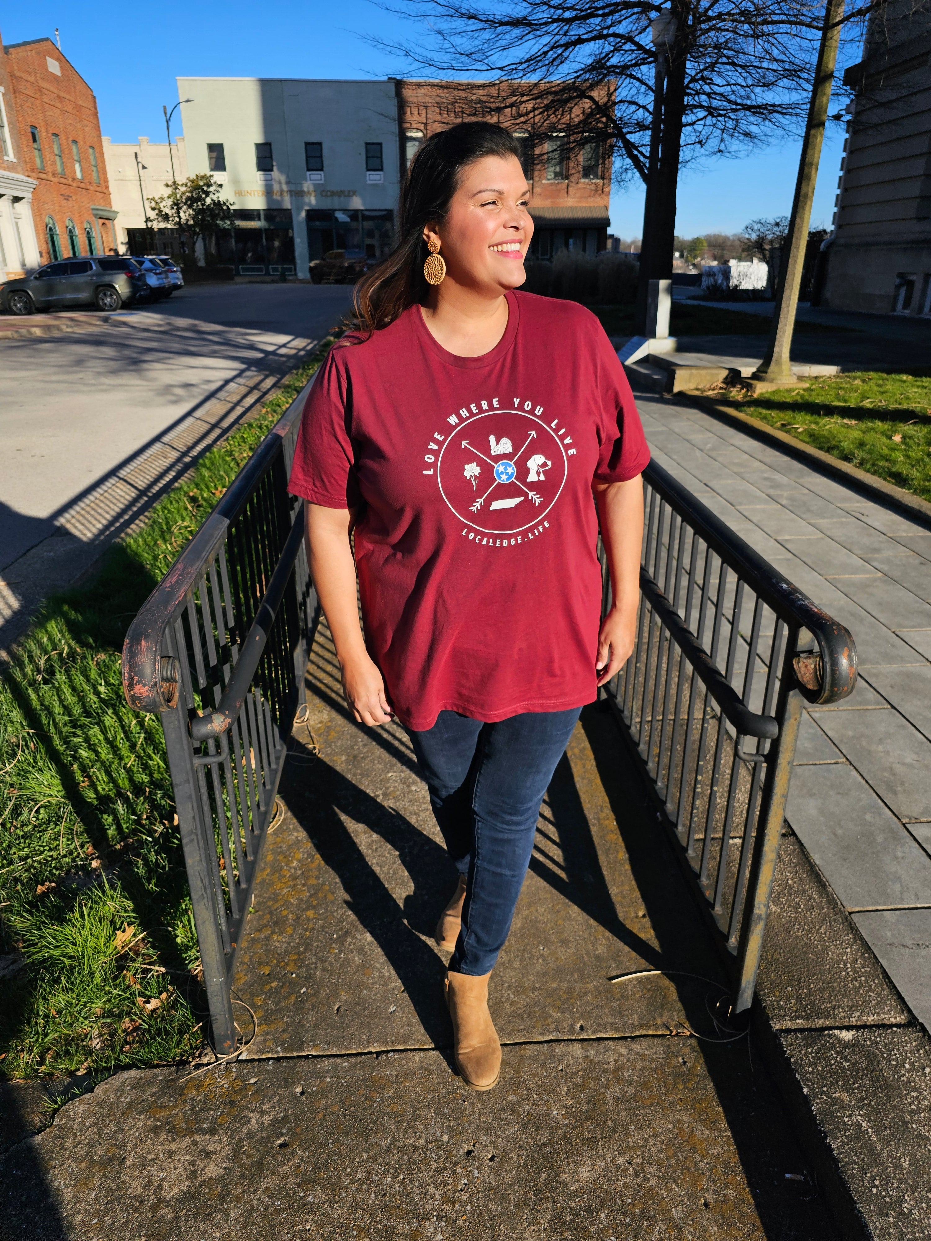 Love Where You Live -TN - Heather Cardinal Tee