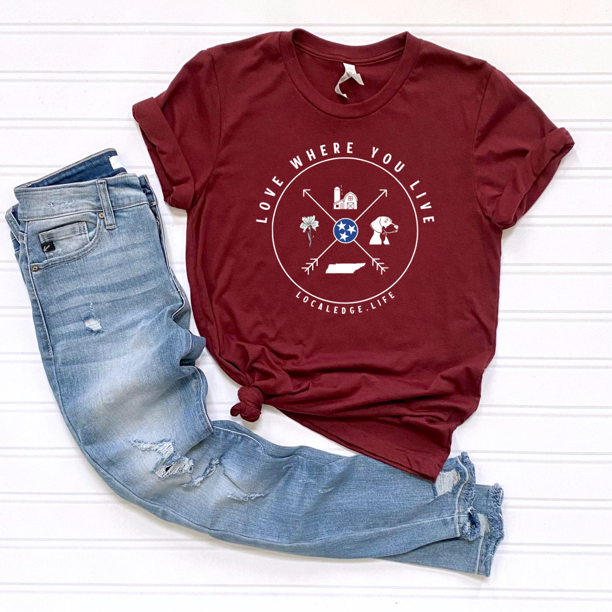 Love Where You Live -TN - Heather Cardinal Tee