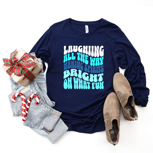 Laughing All The Way - Navy Long Sleeve