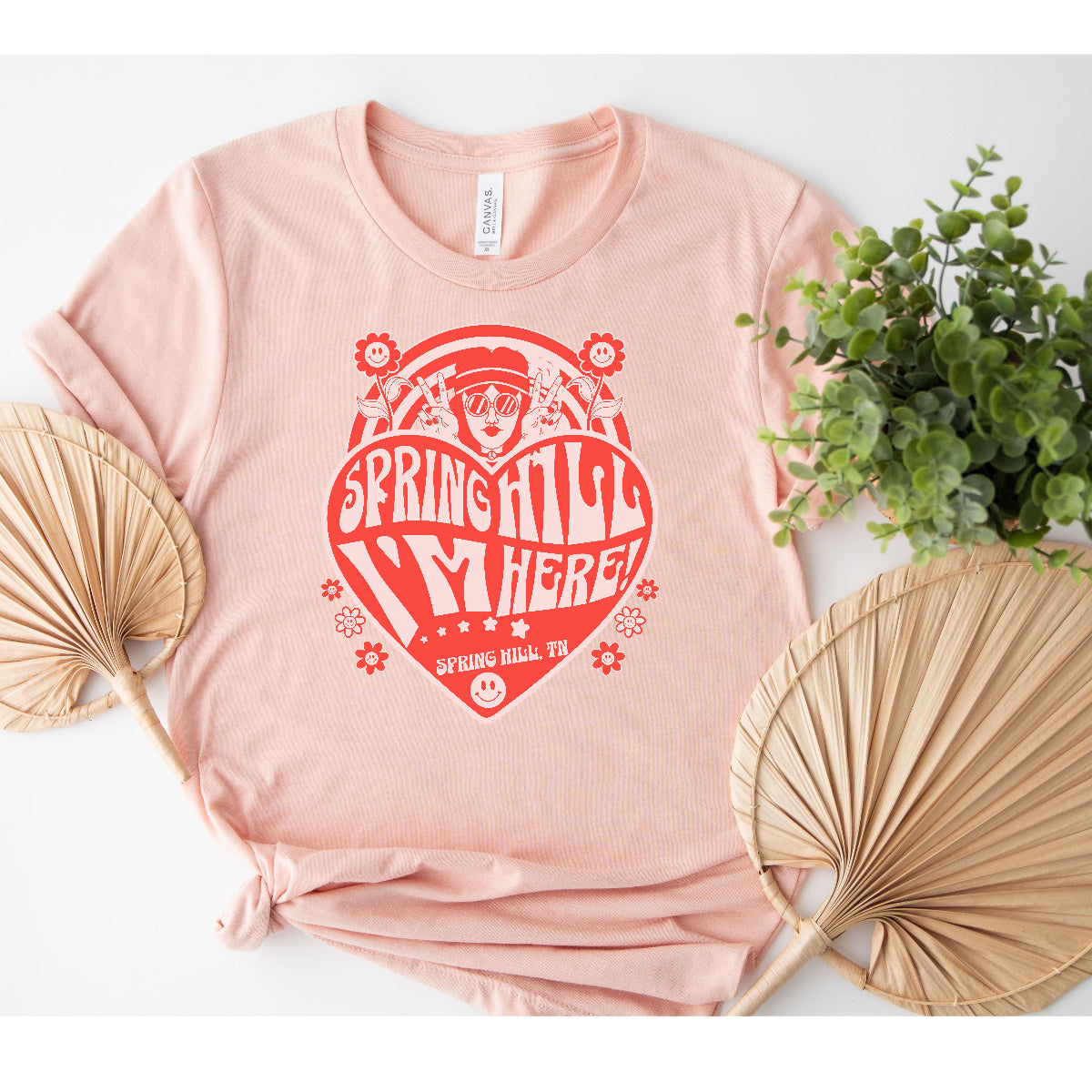 Heart Edition: Spring Hill I'm Here - Peach Tee