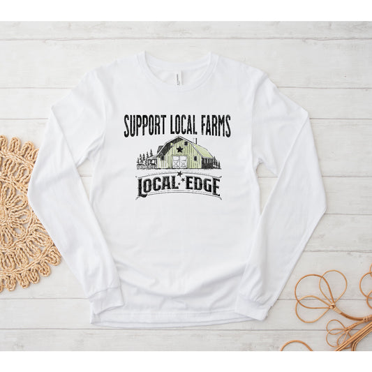 Support Local Farms - Long Sleeve White Tee