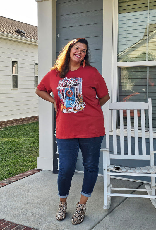 Fall In Love Where You Live - Paprika Tee