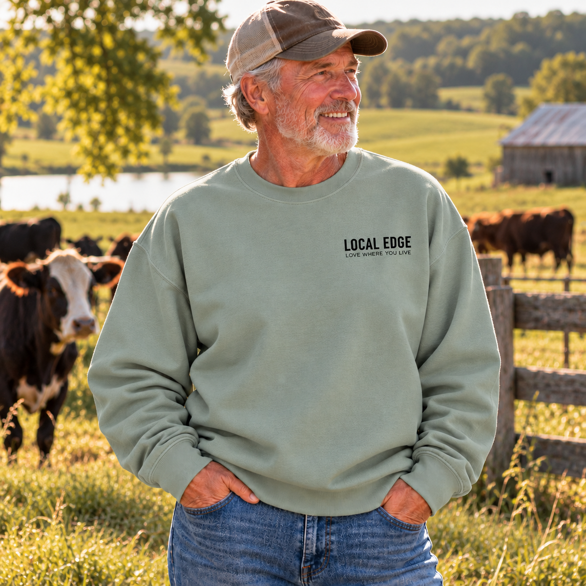 Front of FARMILY Sage crewneck sweatshirt