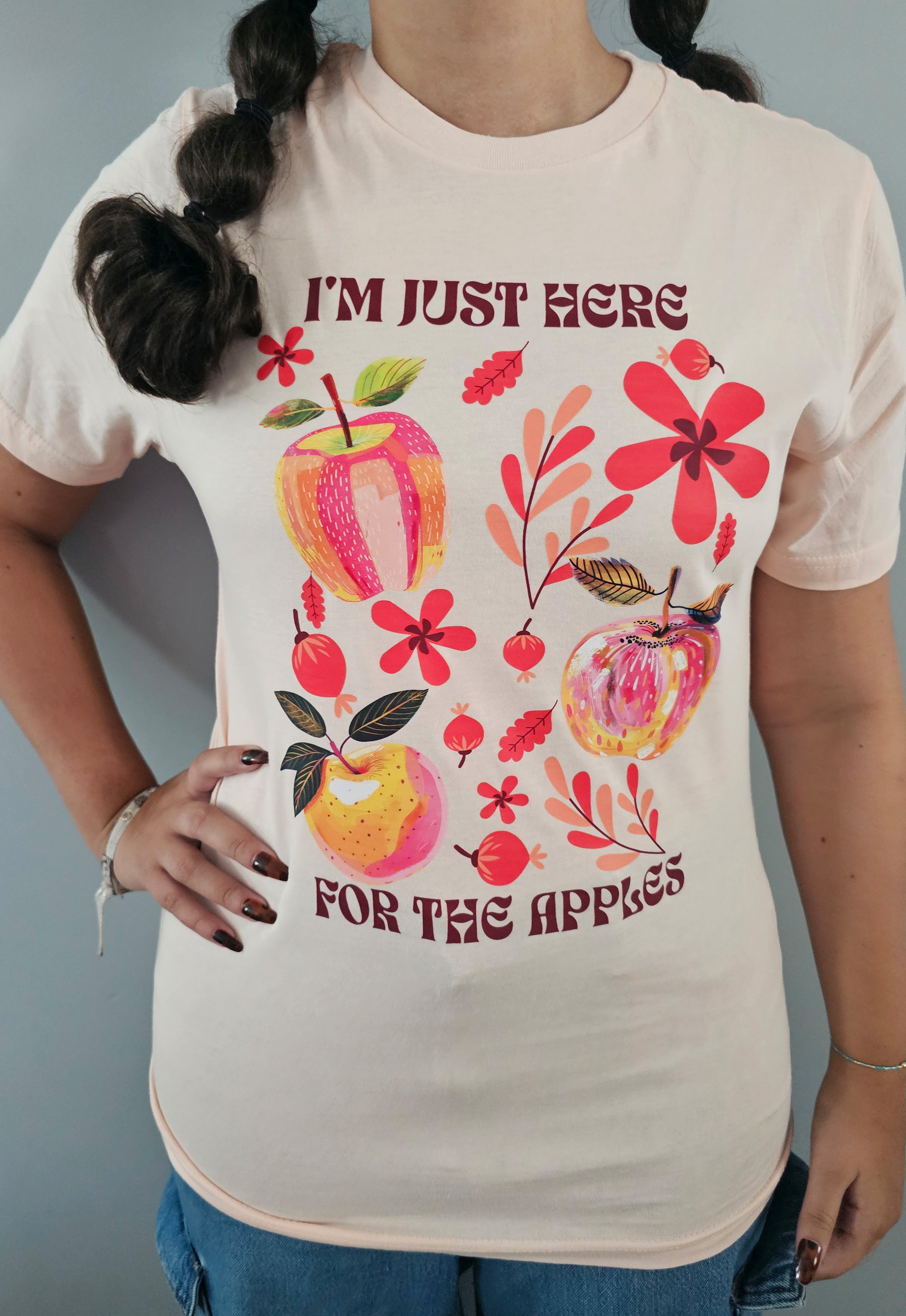 I'm Just Here for the Apples - Pale Pink Tee